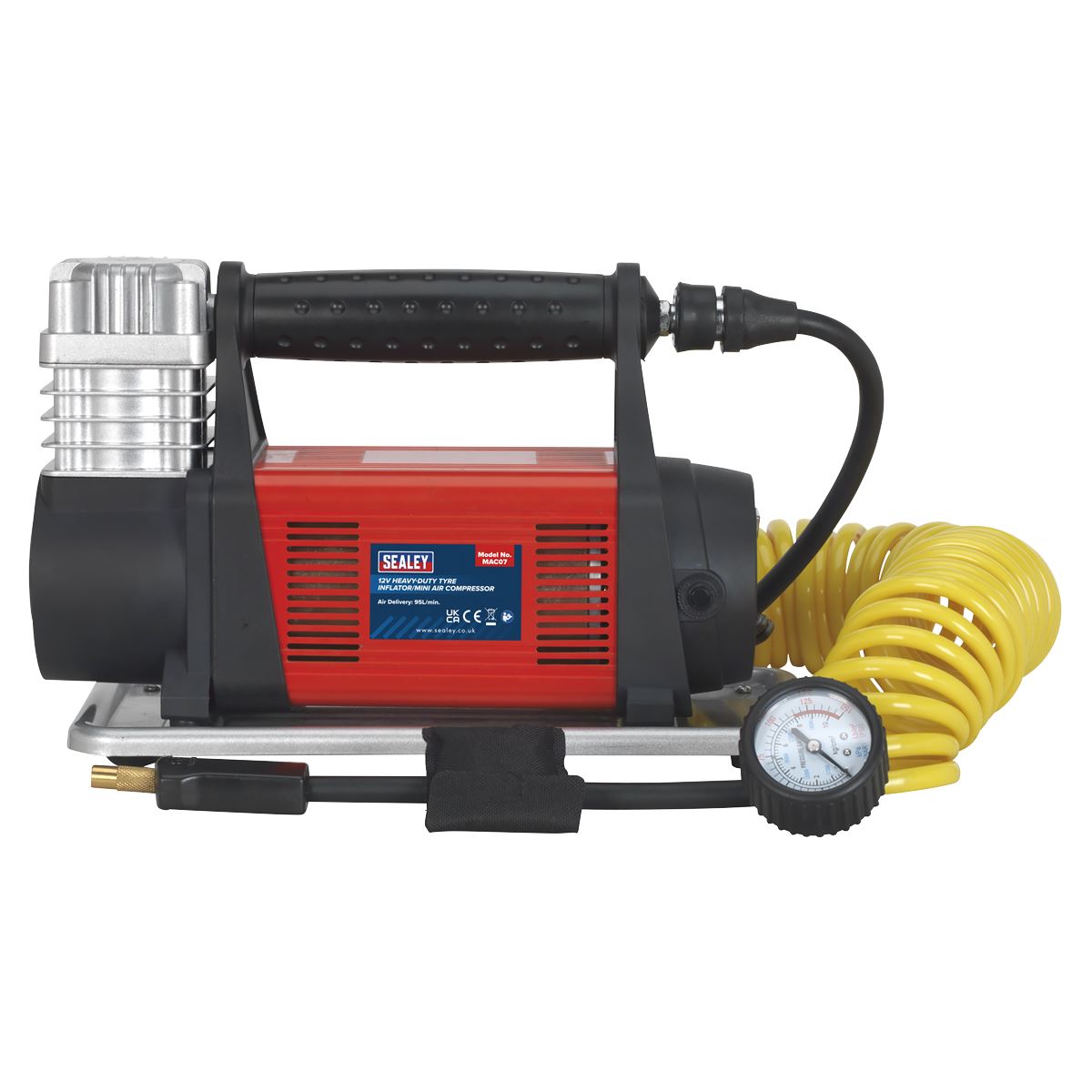 Sealey MAC07 Tyre Inflator/Mini Air Compressor 12V Heavy-Duty Sealey