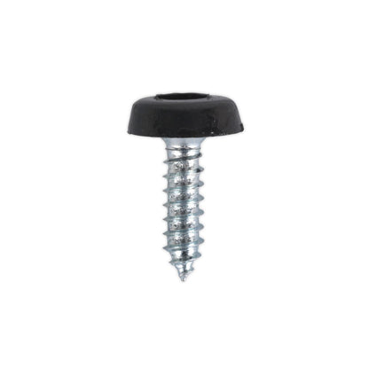 Sealey PTNP3 Numberplate Screw Plastic Enclosed Head 4.8 x 18mm Black Pack of 50 Sealey