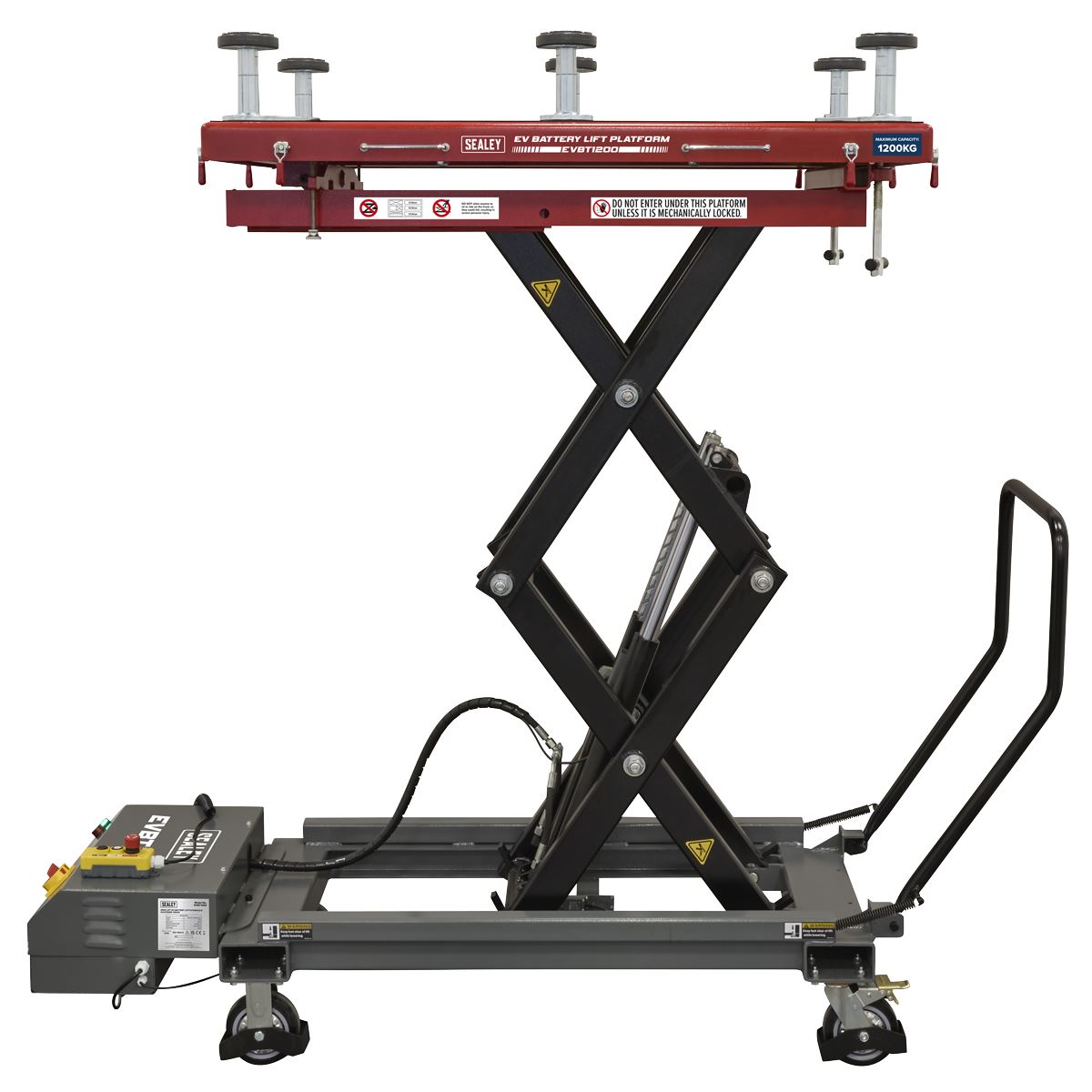 Sealey EVBT1200 High Lift EV Battery Lift/Hydraulic Platform Truck 1200kg Capacity Sealey