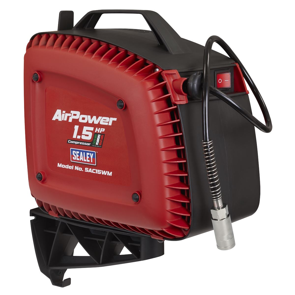 Sealey SAC15WM Wall Mounting Oil Free Air Compressor 1.5hp with 7m Retractable Hose Reel Sealey