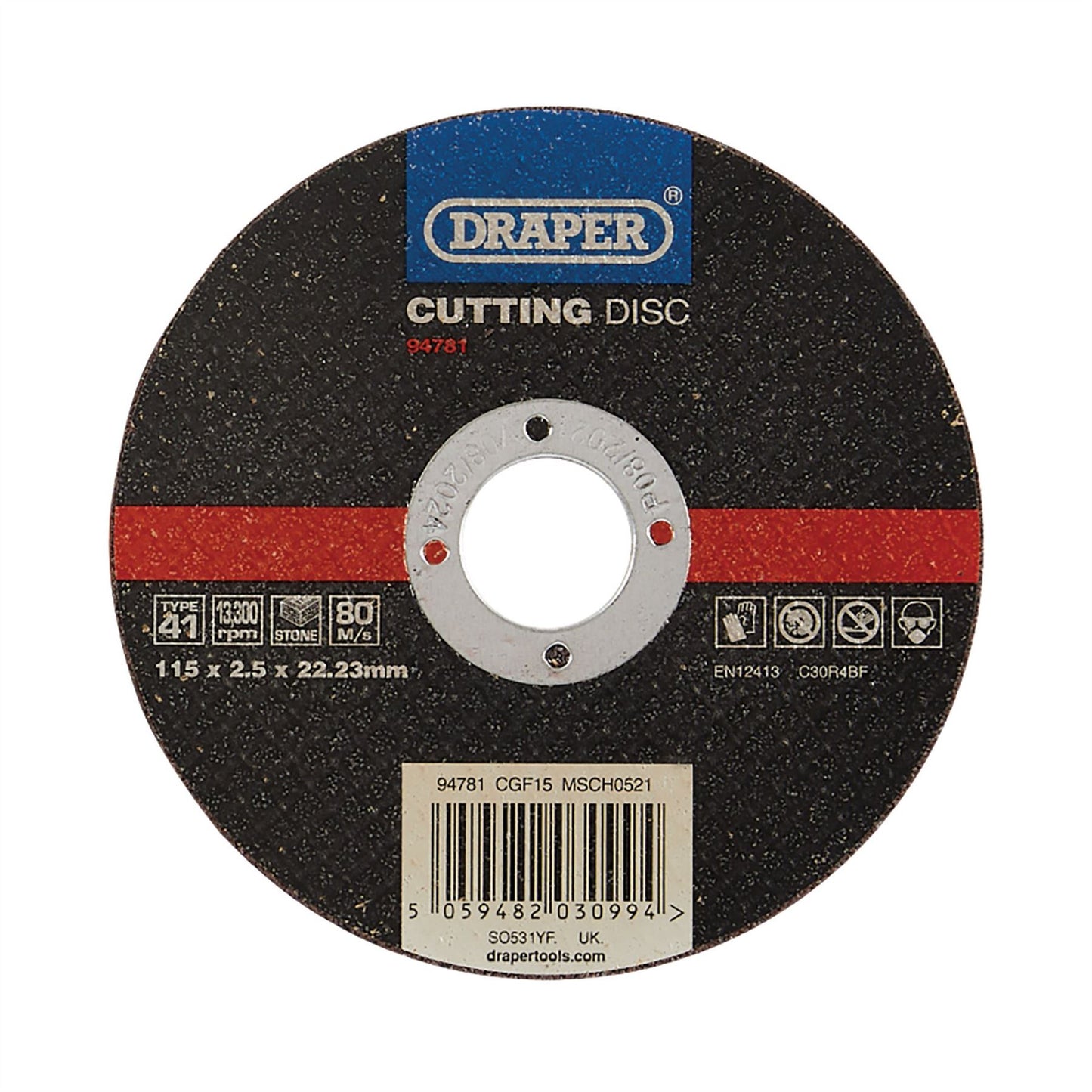 Draper 94781 Flat Stone Cutting Disc 115 x 2.5 x 22.23mm Draper