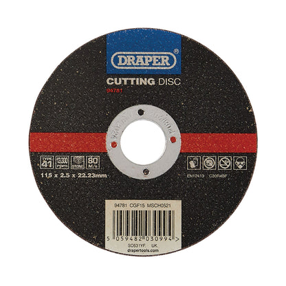 Draper 94781 Flat Stone Cutting Disc 115 x 2.5 x 22.23mm Draper
