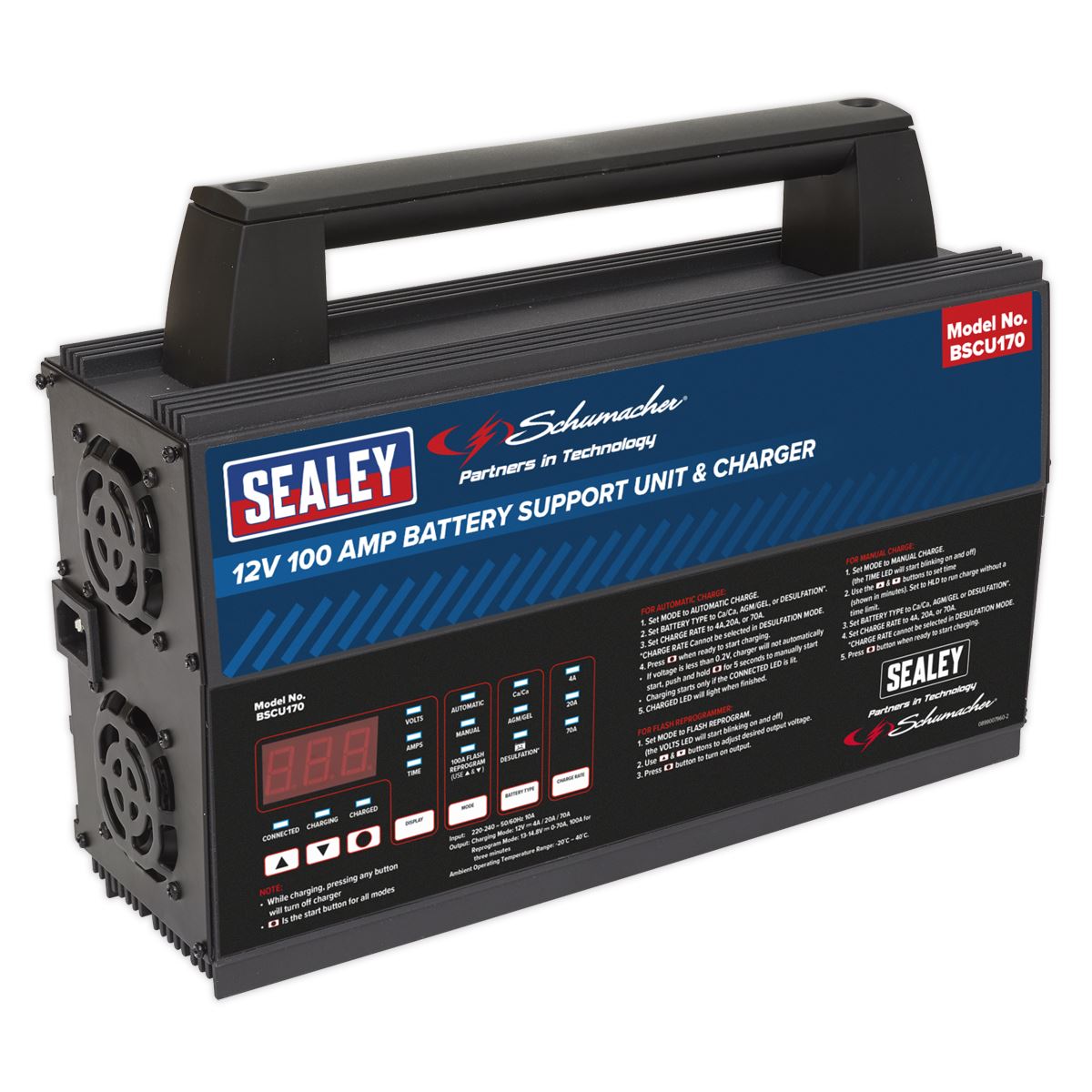 Sealey BSCU170 Battery Support Unit & Charger - 12V 100A Sealey