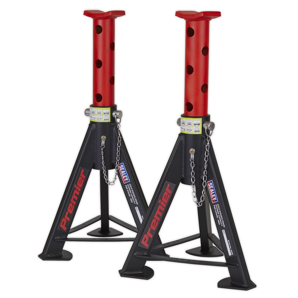 Sealey AS6R Premier Axle Stands (Pair) 6 Tonne Capacity per Stand - Red Sealey