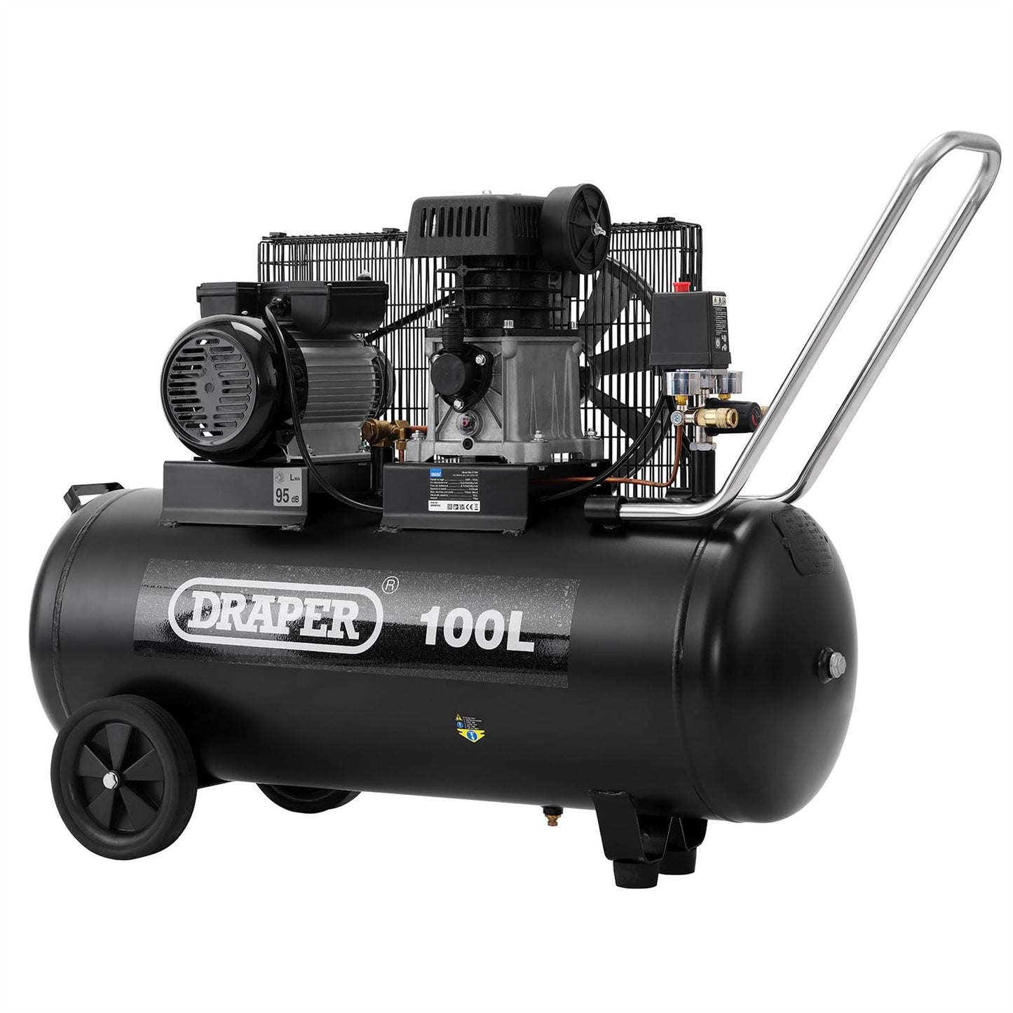 Draper 31254 100L Belt-Driven Air Compressor 2.2kW/3hp Draper