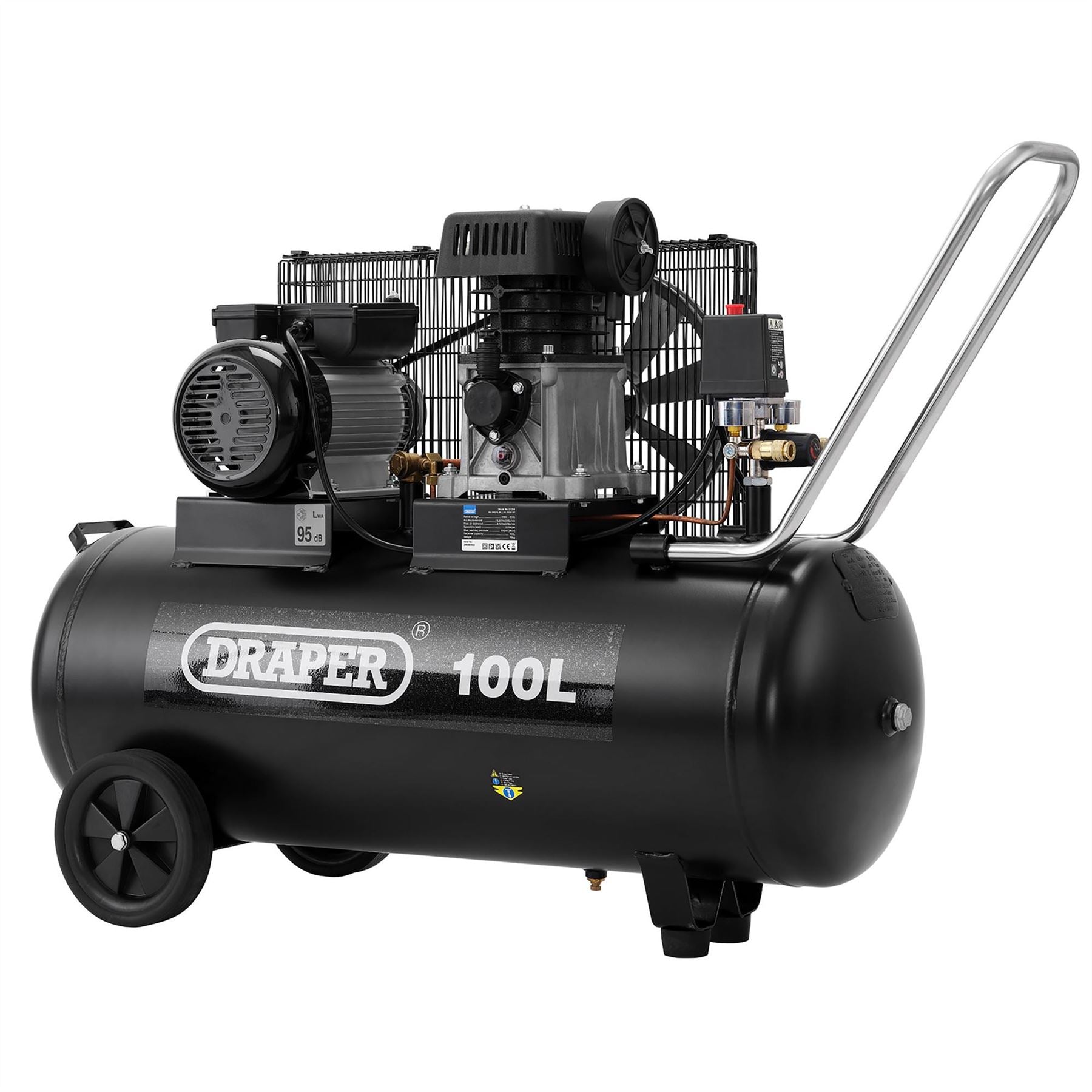 Draper 31254 100L Belt-Driven Air Compressor 2.2kW/3hp Draper