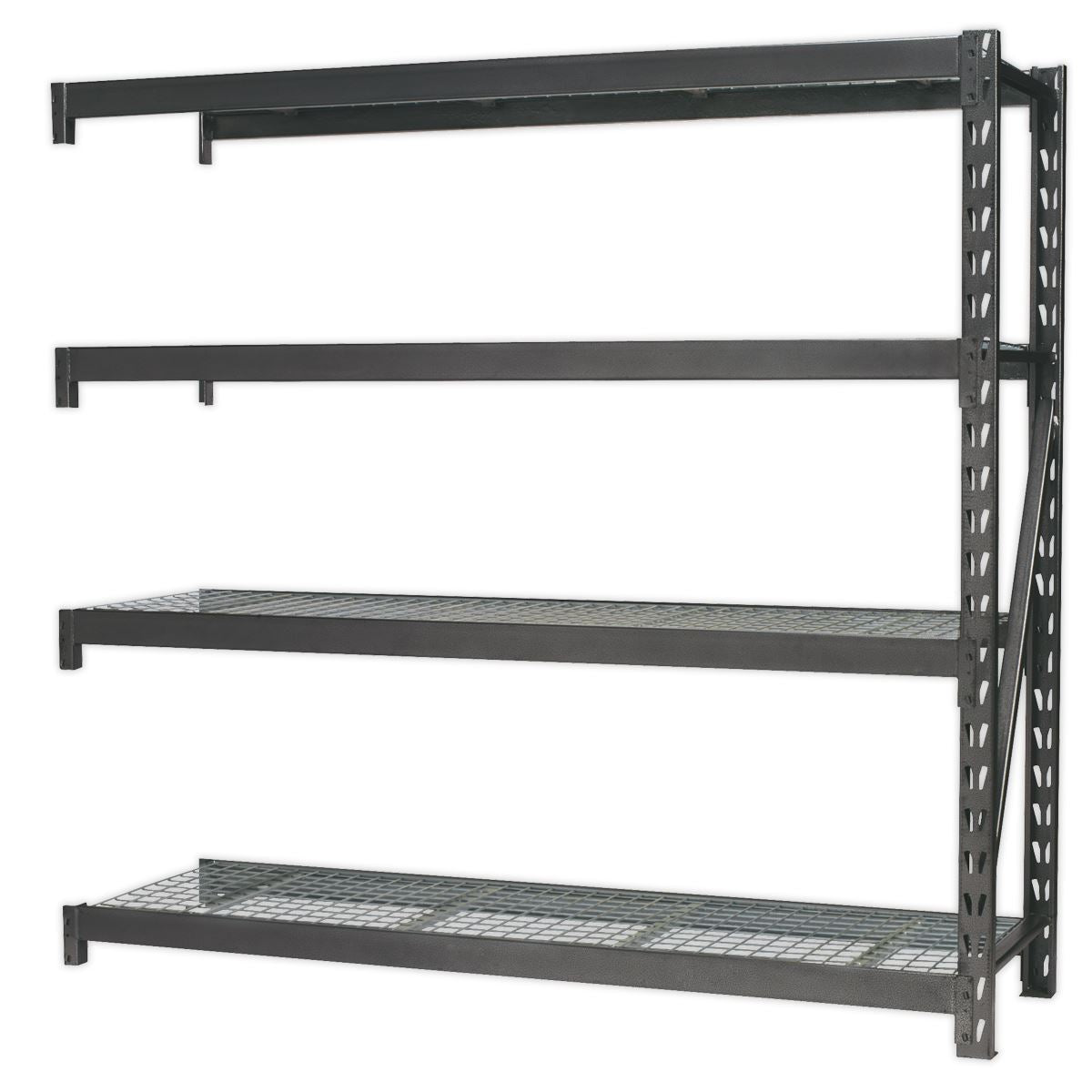 Sealey AP6572E Heavy-Duty Racking Extension Pack with 4 Mesh Shelves 640kg Capacity Per Level Sealey