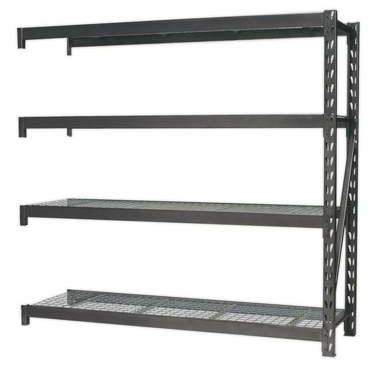 Sealey AP6572E Heavy-Duty Racking Extension Pack with 4 Mesh Shelves 640kg Capacity Per Level Sealey