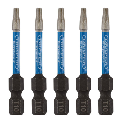 Draper 05649 Expert TX-STAR® Impact Screwdriver Bits T10 x 50mm 1/4" Hex Pack of 5 Draper