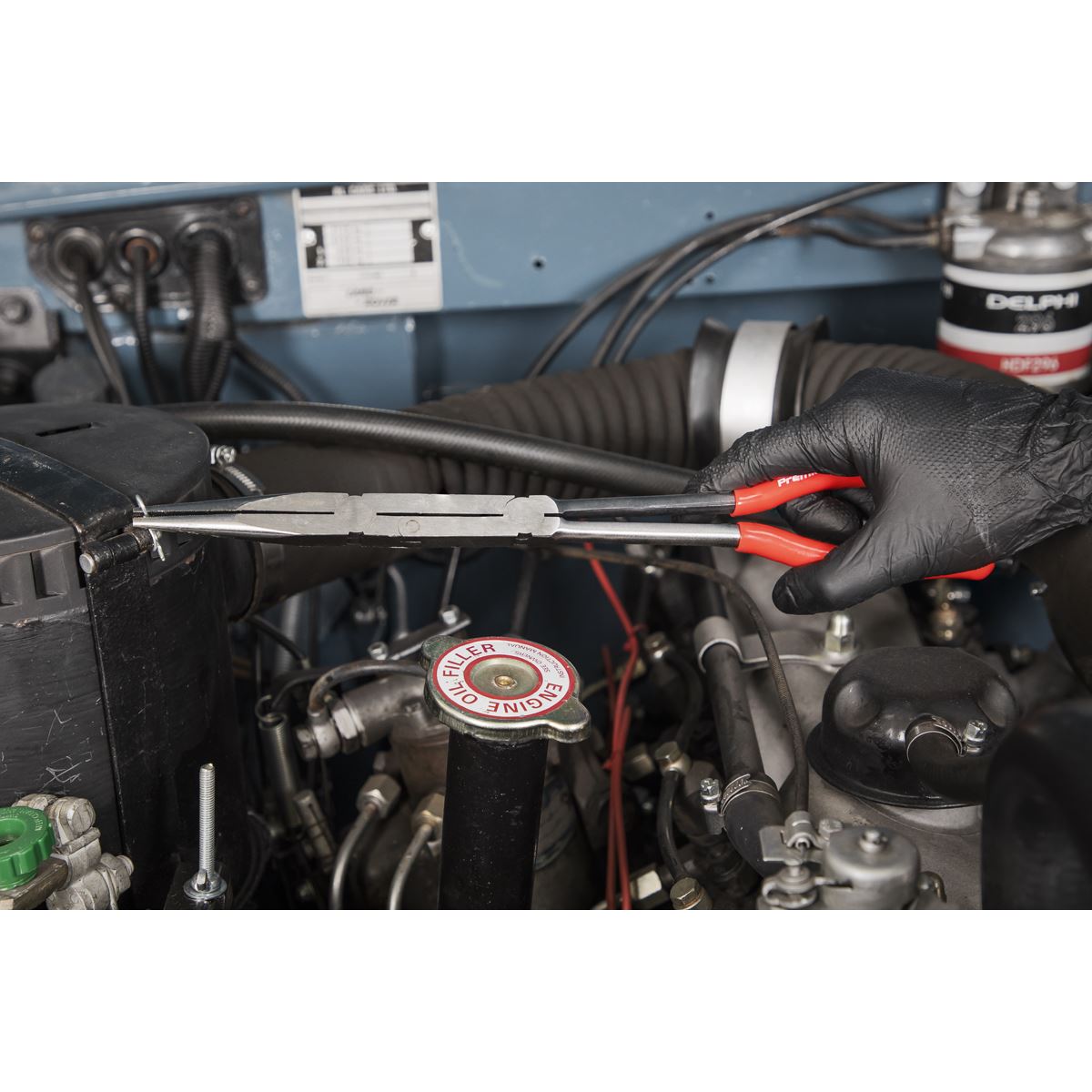 Sealey AK8591 Needle Nose Pliers Double Joint Long Reach 335mm Sealey