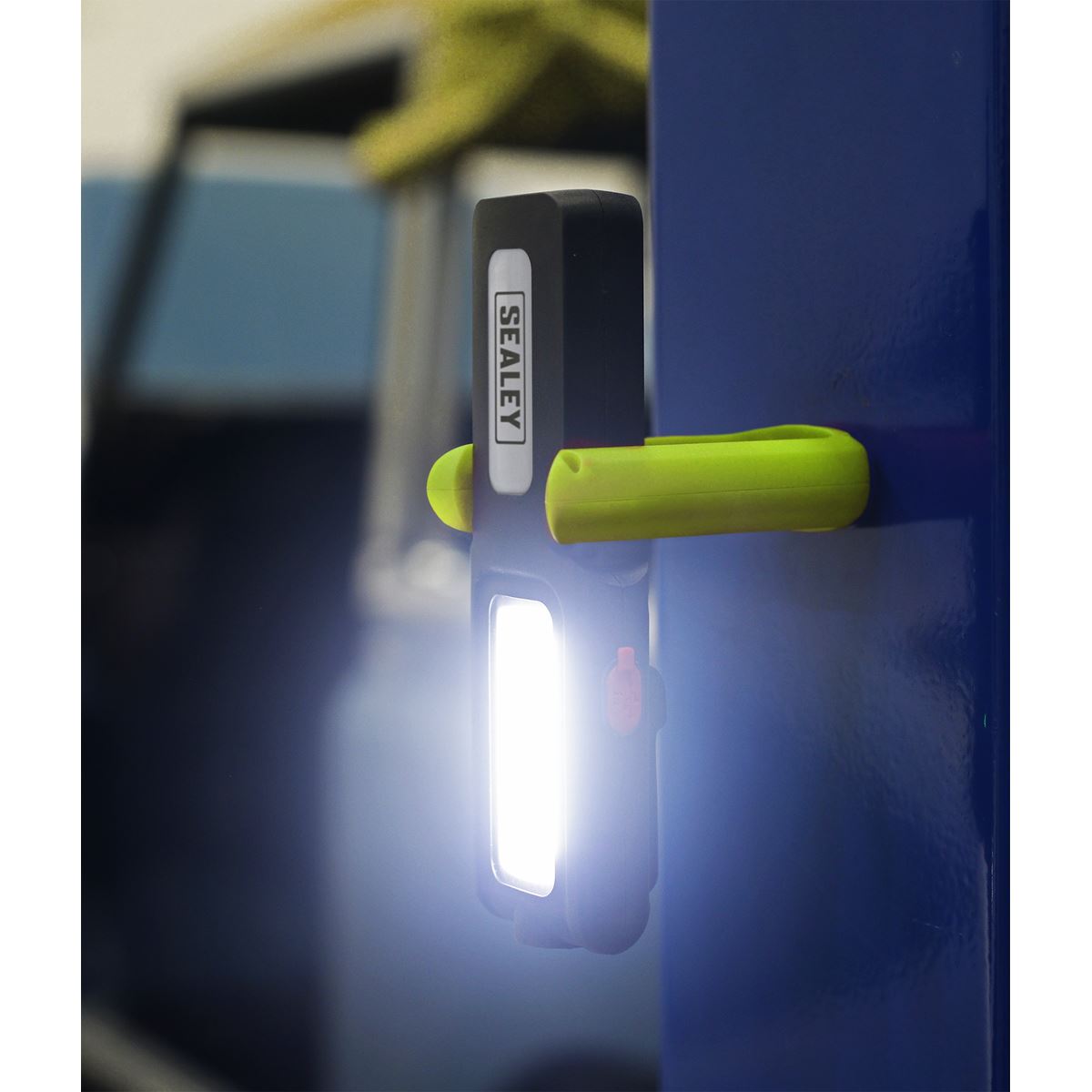 Sealey LED318G Rechargeable Inspection Light 5W COB & 3W SMD LED with Power Bank - Green Sealey