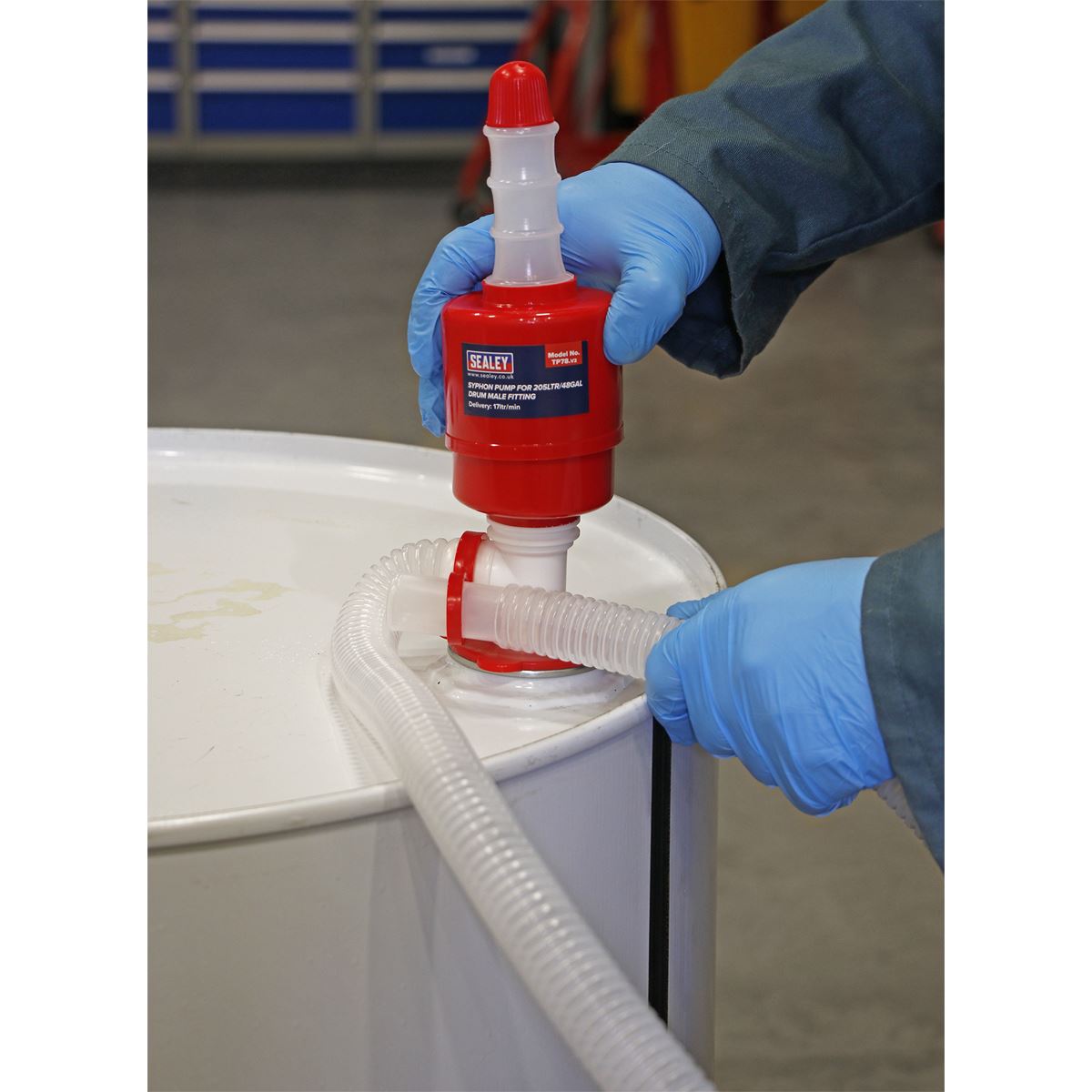 Sealey TP78 Syphon Pump for 205L/48gal Drum Male Fitting Sealey