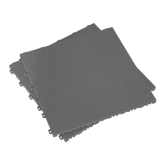 Sealey FT3G Polypropylene Floor Tile 400 x 400mm - Grey Treadplate - Pack of 9 Sealey