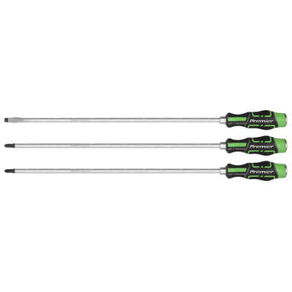 Sealey AK4942HV Extra-Long Hammer-Thru Screwdriver Set Hi-Vis Green 450mm 3pc Sealey