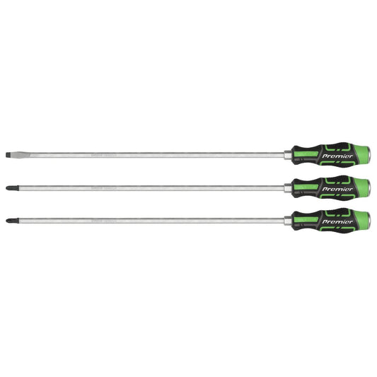 Sealey AK4942HV Extra-Long Hammer-Thru Screwdriver Set Hi-Vis Green 450mm 3pc Sealey