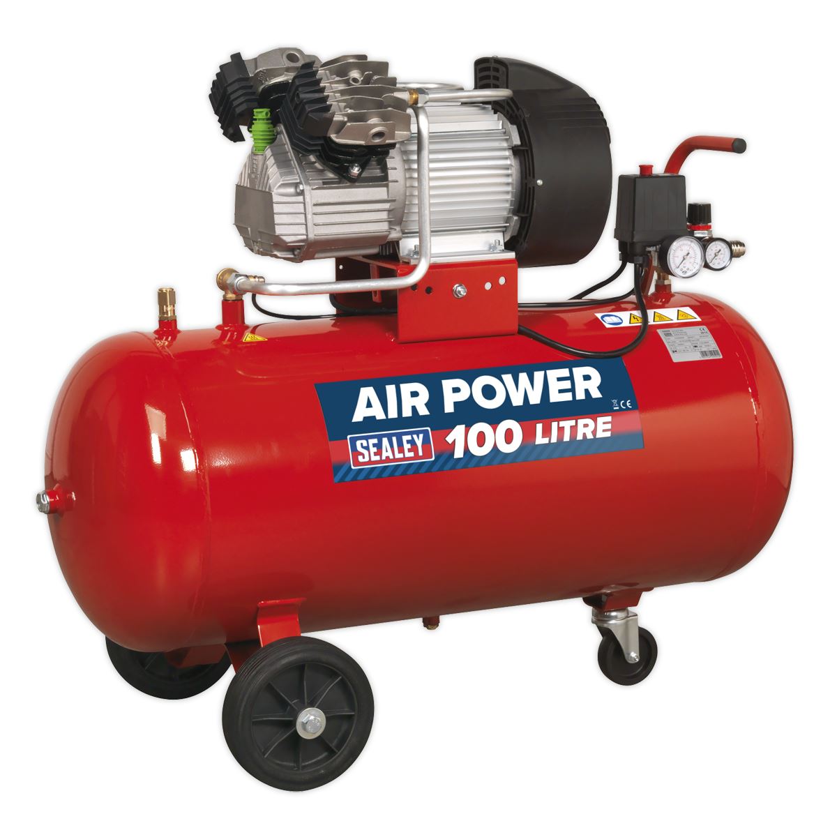 Sealey SAC10030 Air Compressor 100L V-Twin Direct Drive 3hp Sealey