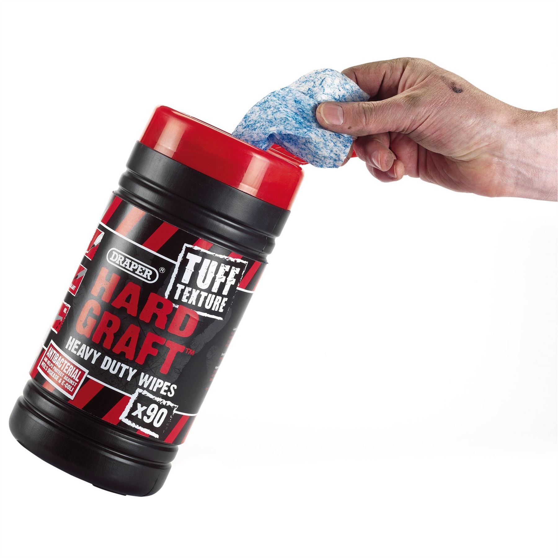 Draper 84712 Hard Graft Tuff Texture Heavy Duty Wipes Tub of 90 Draper