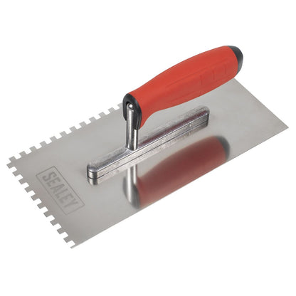Sealey T7806 Stainless Steel 270mm Notched Trowel - Rubber Handle - 6mm Sealey