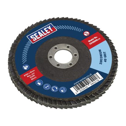 Sealey FD10040 Flap Disc Zirconium Ø100mm Ø16mm Bore 40Grit Sealey