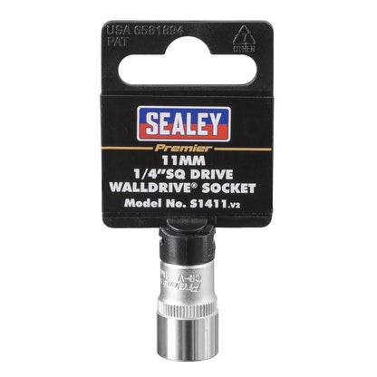 Sealey S1411 WallDrive® Socket 11mm 1/4"Sq Drive Sealey