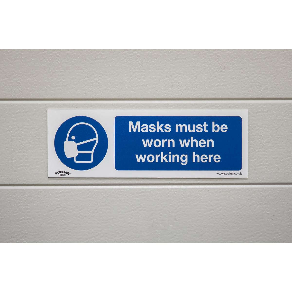 Sealey SS57V10 Mandatory Safety Sign - Masks Must Be Worn - Self-Adhesive Vinyl - Pack of 10 Sealey