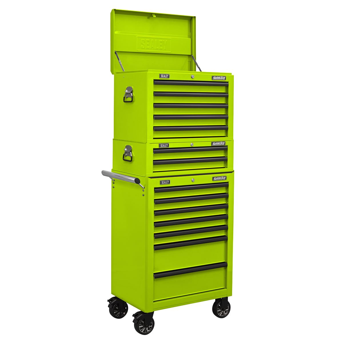 Sealey APSTACKTHV Topchest Mid-Box Tool Chest & Rollcab Combination 14 Drawer - Green Sealey