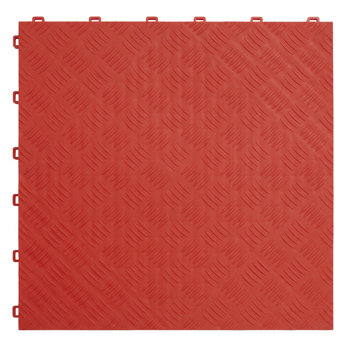 Sealey FT3R Polypropylene Floor Tile 400 x 400mm - Red Treadplate - Pack of 9 Sealey
