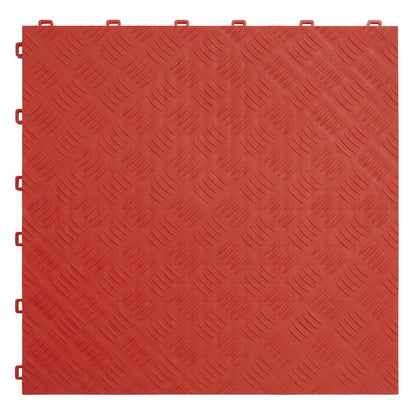 Sealey FT3R Polypropylene Floor Tile 400 x 400mm - Red Treadplate - Pack of 9 Sealey