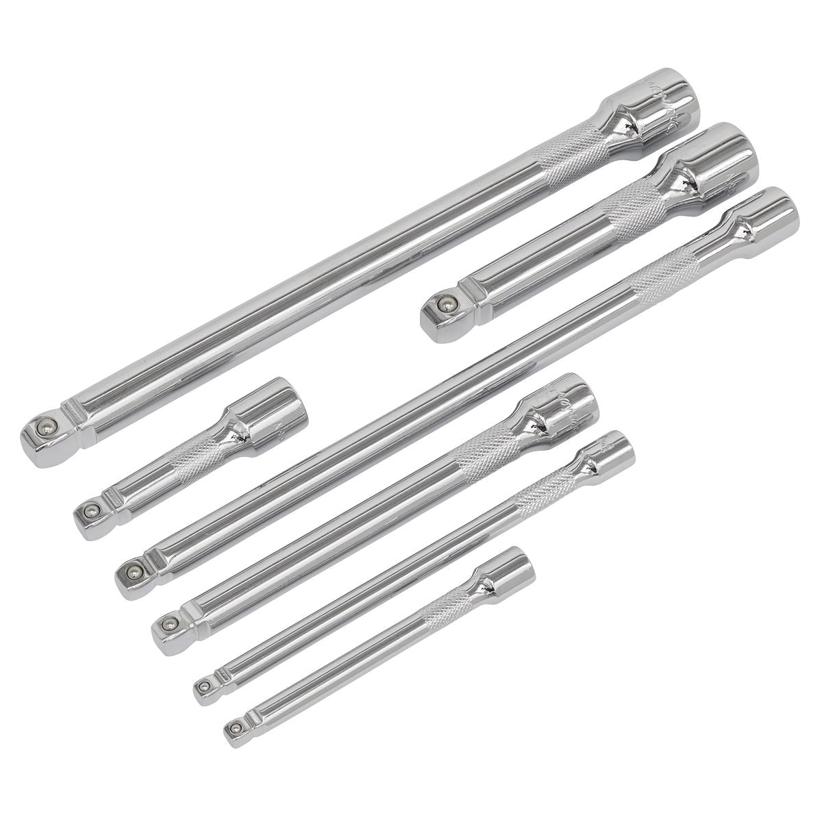Sealey AK770 Wobble/Rigid Extension Bar Set 7pc 1/4" 3/8" & 1/2"Sq Drive Sealey