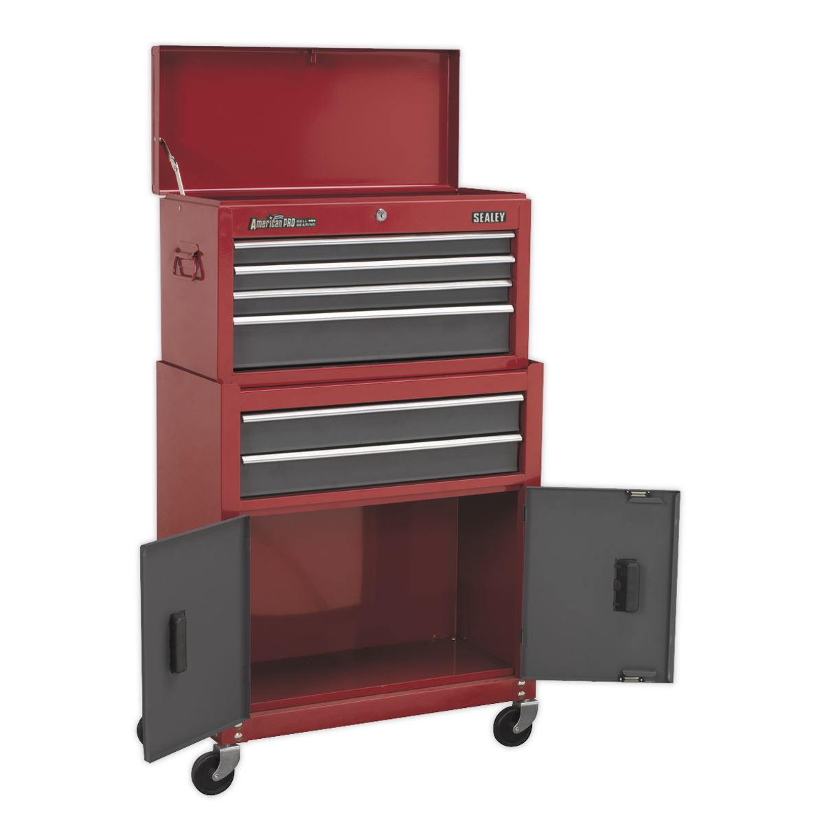 Sealey AP2200BB Topchest & Rollcab Combination 6 Drawer with Ball-Bearing Slides- Red Sealey