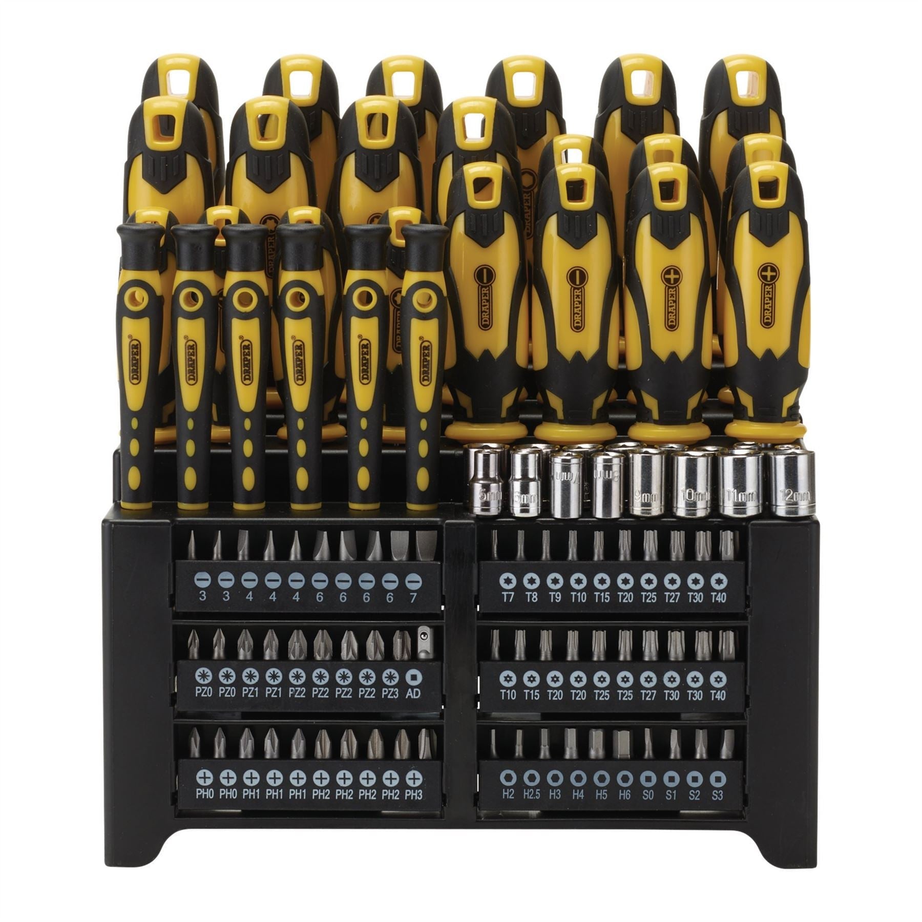 Draper 28012 Screwdriver and Bit Set Yellow 103 Piece Draper