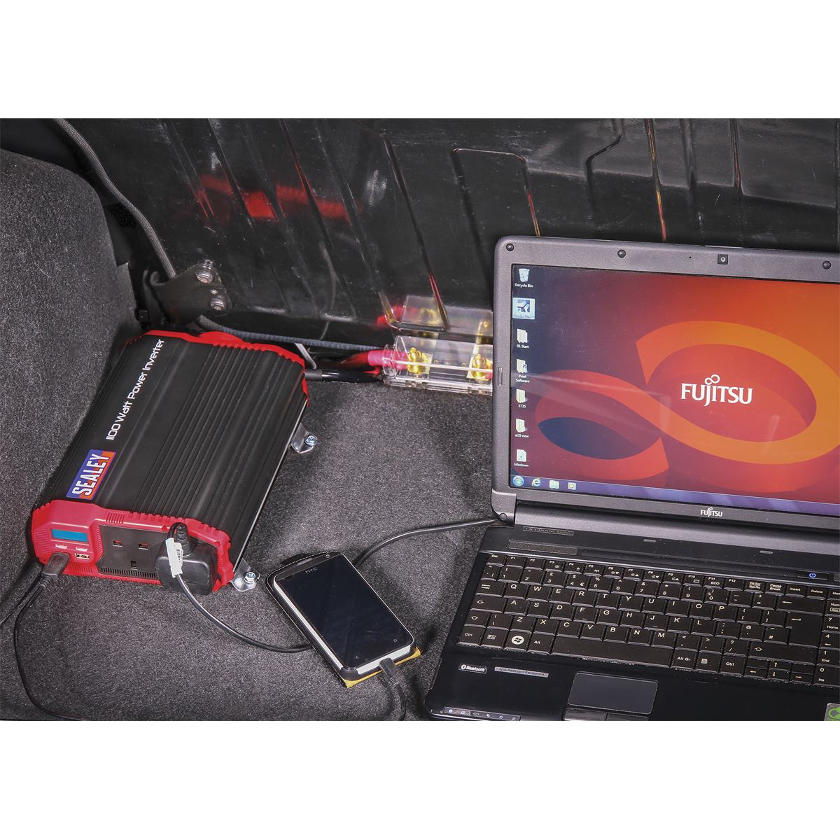 Sealey PI1100 Power Inverter Modified Sine Wave 1100W 12V DC - 230V ~ 50Hz Sealey