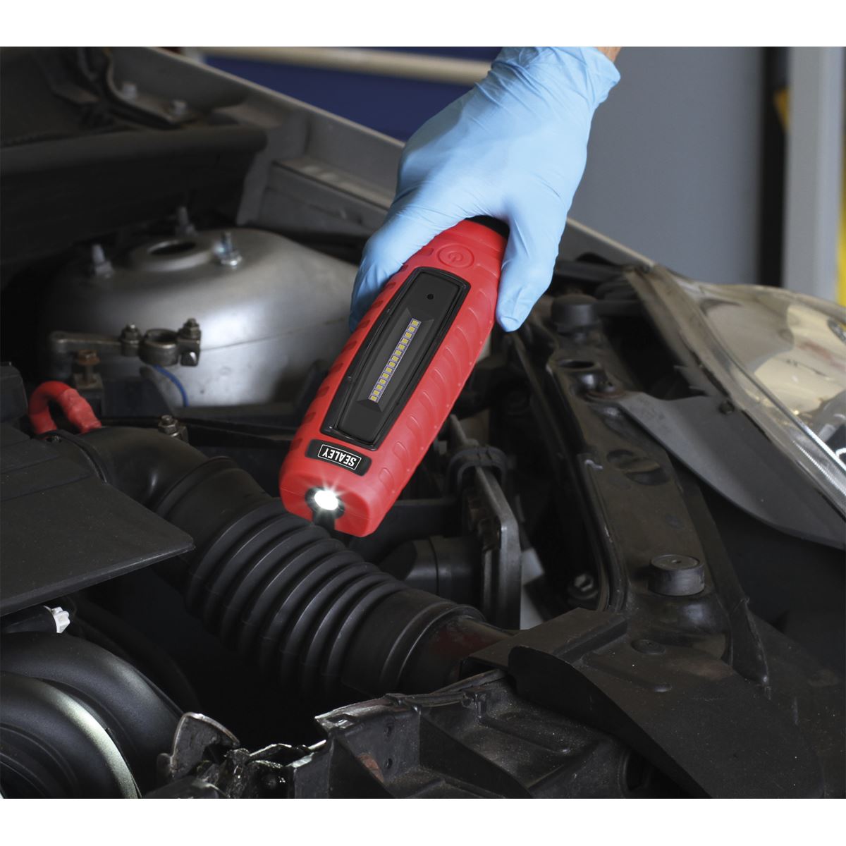 Sealey LED360R Rechargeable 360° Inspection Light 8W & 3W SMD LED Red Lithium-ion Sealey