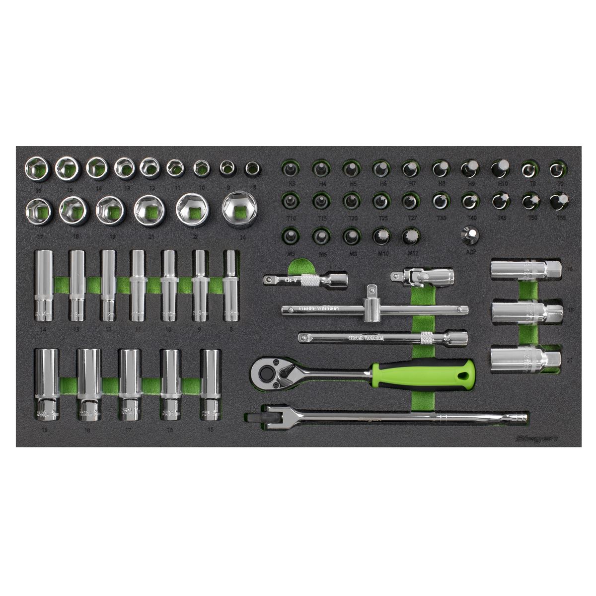 Siegen S01270 Tool Tray with Socket Set 62pc 3/8"Sq Drive Metric Siegen