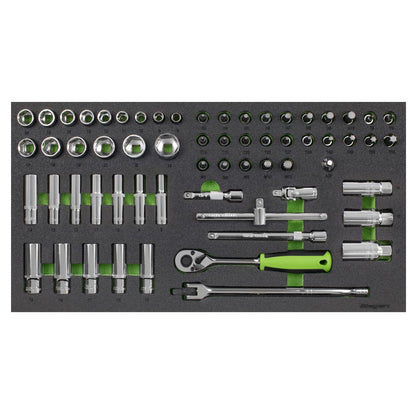 Siegen S01270 Tool Tray with Socket Set 62pc 3/8"Sq Drive Metric Siegen