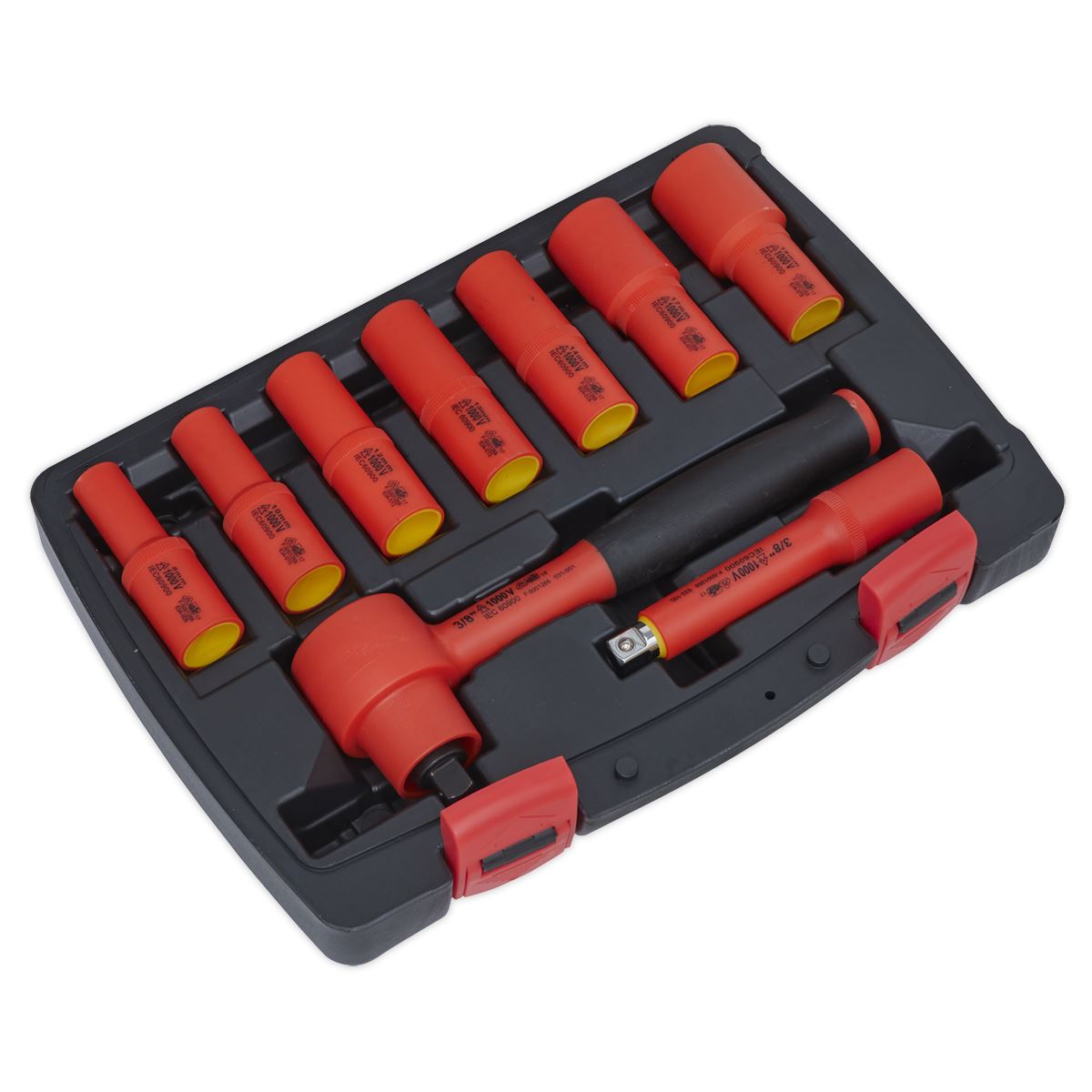 Sealey AK7942 Insulated Socket Set 9pc 3/8"Sq Drive 6pt WallDrive® VDE Approved Sealey