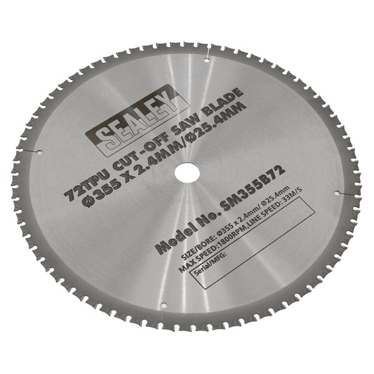 Sealey SM355B72 Cut-Off Saw Blade Ø355 x 2.4mm/Ø25.4mm 72tpu Sealey