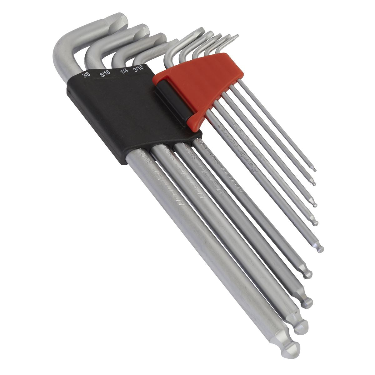 Sealey AK7181 Ball-End Hex Key Set 9pc Extra-Long Lock-On™ Imperial Sealey