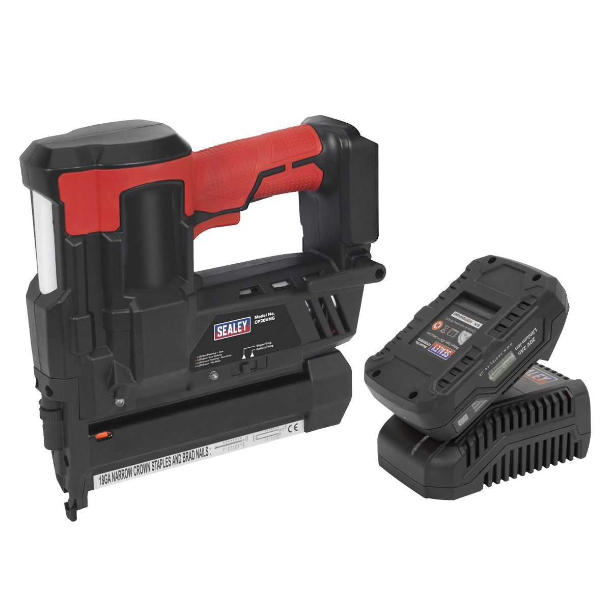 Sealey CP20VNGKIT1 Cordless Nail/Staple Gun 18G 20V 2Ah SV20 Series Lithium-ion Sealey