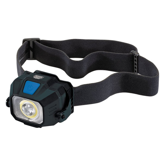 Draper 65689 Expert COB/SMD LED Wireless/USB Rechargeable Head Torch 6W 400 Lumens USB-C Cable Supplied Draper