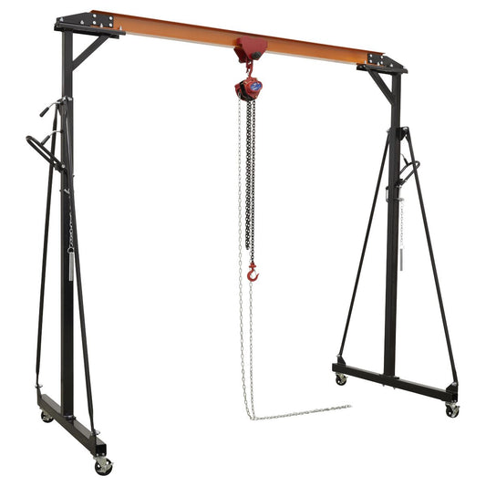 Sealey SG500KIT Portable Lifting Adjustable Gantry Crane 0.5 Tonne & Hoist Combo Sealey