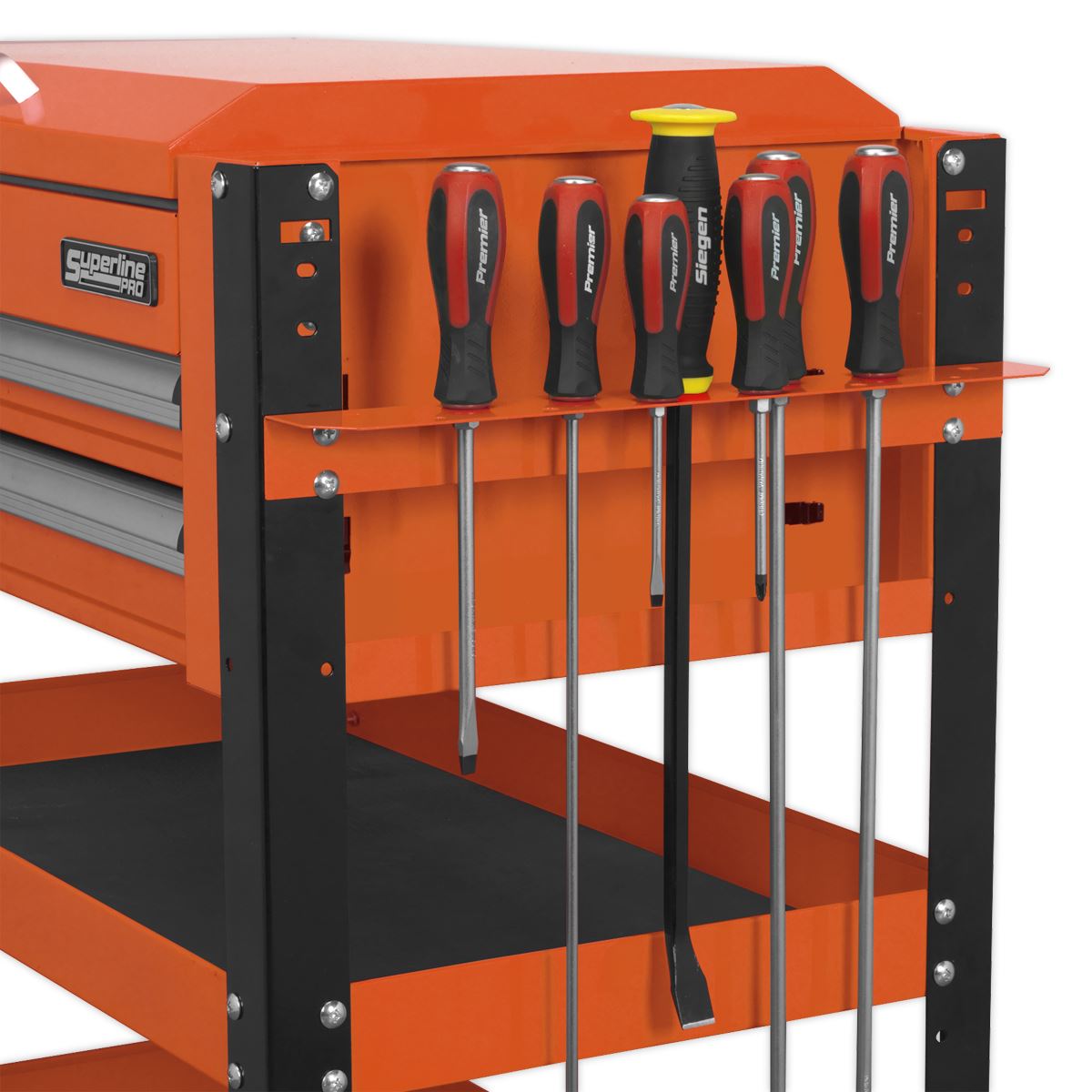 Sealey AP760MO Heavy-Duty Mobile Tool & Parts Trolley 2 Drawers & Lockable Top - Orange Sealey