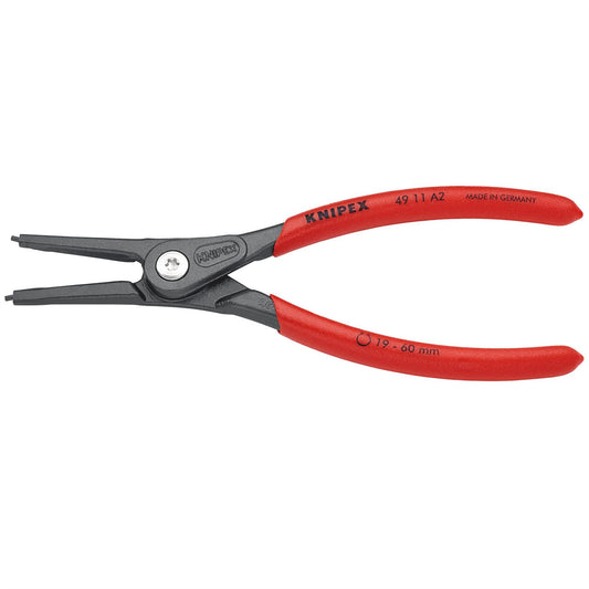 Knipex 75090 49 11 A2 SB Precision Circlip Pliers for external circlips on shafts with non-slip plastic coating grey atramentized 180mm Knipex