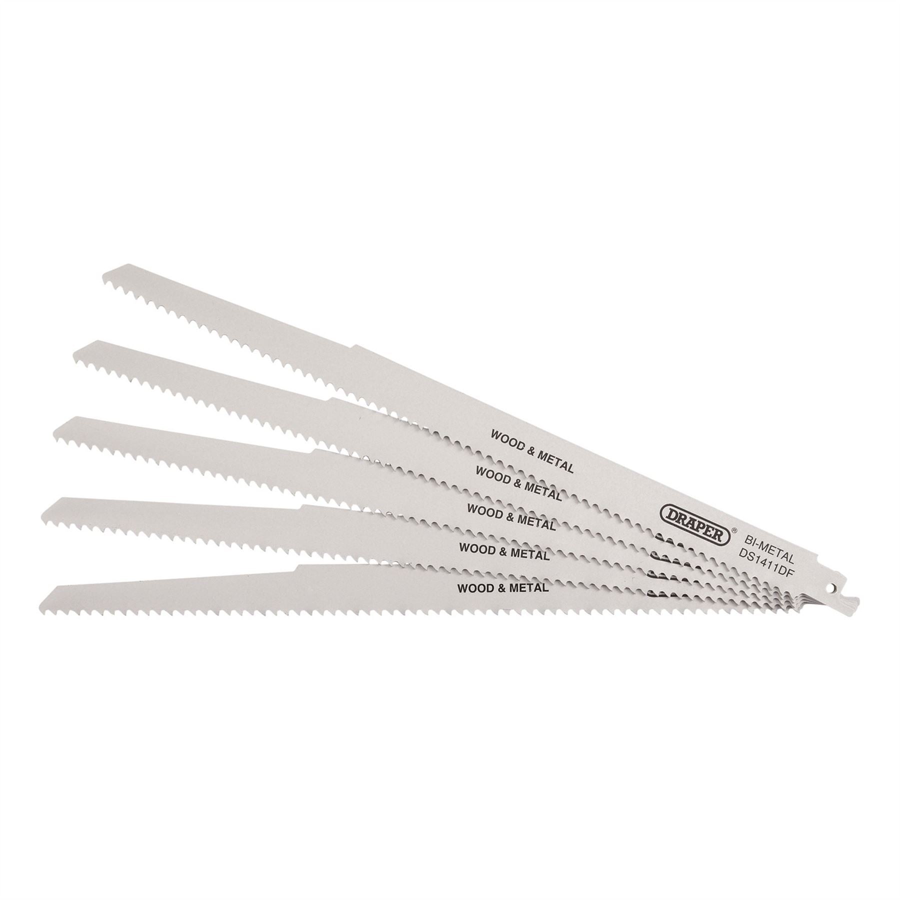 Draper 38756 Bi-metal Reciprocating Saw Blades for Multi-Purpose Cutting 300mm 6tpi Pack of 5 Draper