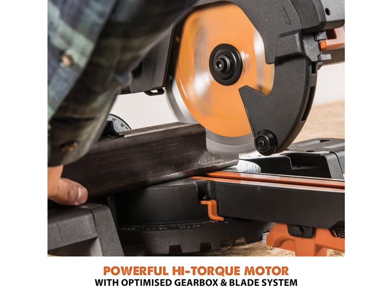 Evolution R185SMS+ 185mm Multi-Material Sliding Mitre Saw 1200W 240V Evolution