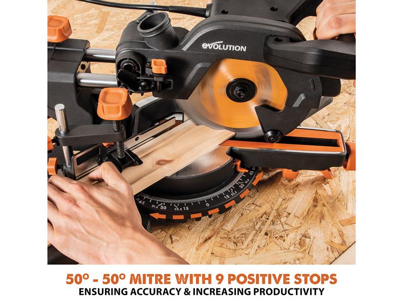 Evolution R185SMS+ 185mm Multi-Material Sliding Mitre Saw 1200W 240V Evolution