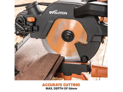 Evolution R185SMS+ 185mm Multi-Material Sliding Mitre Saw 1200W 240V Evolution