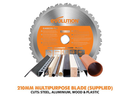 Evolution R210CMS Multi-Purpose Compound Mitre Saw 1200W 240V Evolution