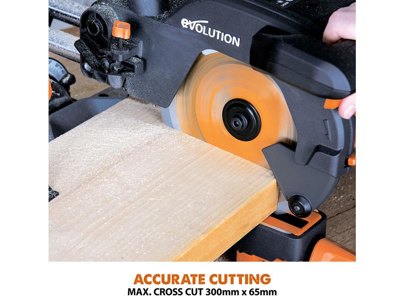 Evolution R210SMS-300+ Pro Multi-Material Sliding Mitre Saw 210mm 1500W 110V Evolution