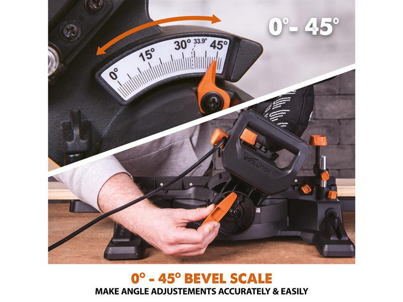 Evolution R210SMS-300+ Pro Multi-Material Sliding Mitre Saw 210mm 1500W 110V Evolution
